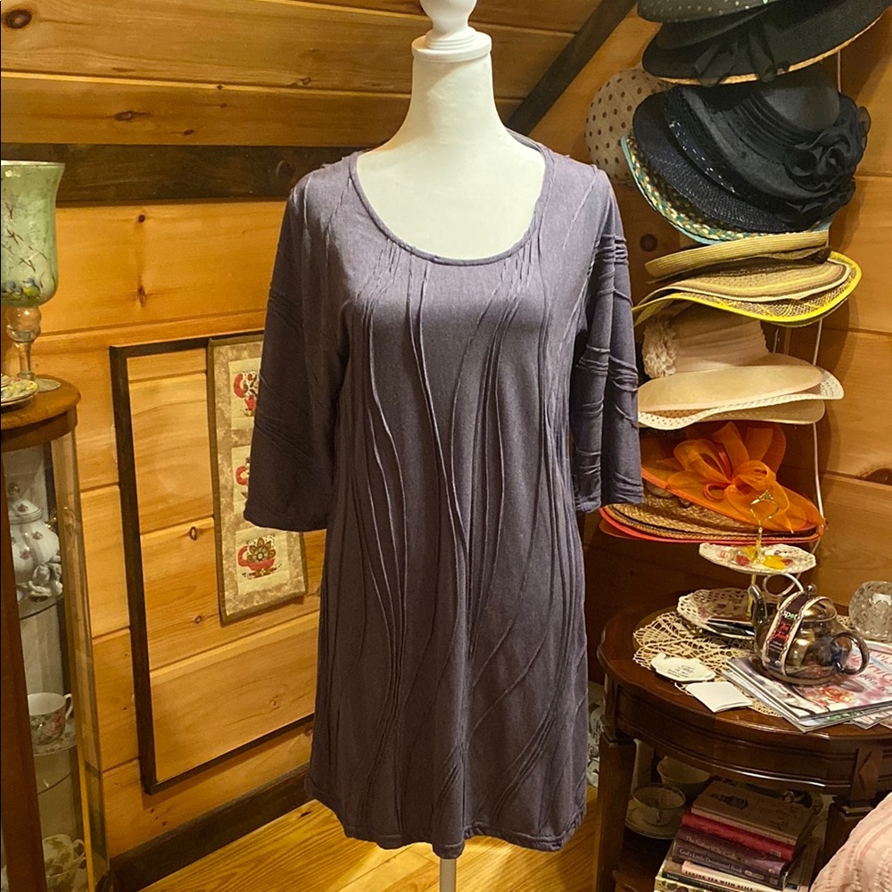 NWOT Relaxed Purple 3/4 Sleeve Ribbed Tunic